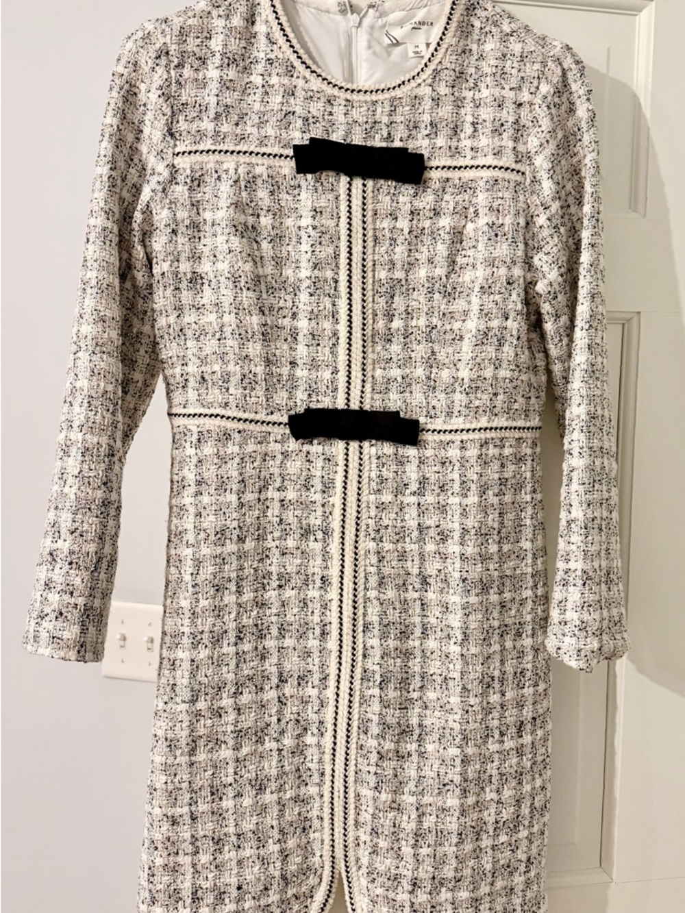 Tuckernuck Cream and Black Tweed Long Sleeve Dress